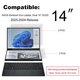 KEANBOLL (4 Pack) Anti-Glare (Matte) Screen Protector for New 2025-2024 ASUS Zenbook Duo Dual 14" 2-in-1 (UX8406) Laptops - (2 Sets - Primary and Secondary Screens)