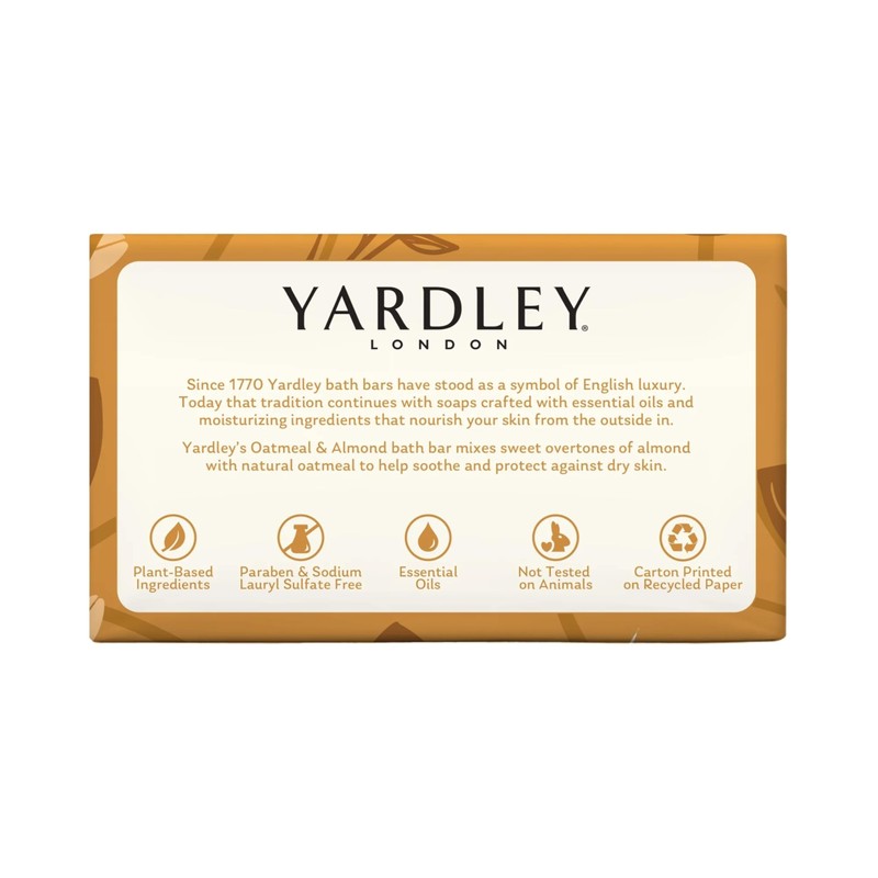 Yardley London Moisturizing Bath Bar Oatmeal & Almond 4.25 OZ