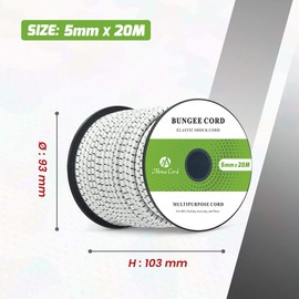 Abma Cord Expander Rope, Highly Elastic Rubber Rope, 100% Stretch Tarpaulin Rope, Tension Rope (10m, 20m)