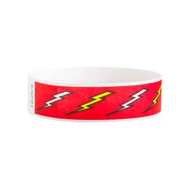 WristCo Lightning Bolts 3/4" Tyvek Wristbands - 500 Pack Paper Wristbands for Events