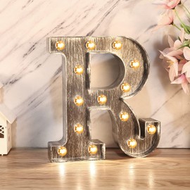 Marquee Light up letters Brushed silver gray letter lights Vintage Style Light Up Alphabet Letter Sign for Cafe Wedding Birthday Party Christmas Lamp Home Bar Initials Decor -R