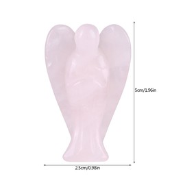 Garosa Crystal Energy Chakra Reiki Healing Guardian Angel Shape Mini Figure Statue Ornament Healing Angel Wings Gift for Desk Home Decoration (Pink)