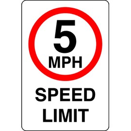 5mph speed limit safety sign- 1.2mm Rigid plastic high-visibility and durability for indoor/outdoor usage (400mm x 300mm) Ensures Safety Within 14m Viewing Distance.