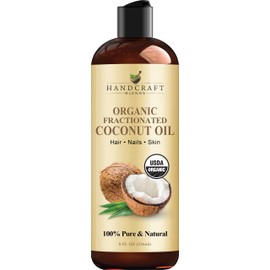 Handcraft Blends Organic Fractionated Coconut Oil - 236 ml - 100% Pure and Natural - Premium Grade Oil for Skin and Hair - Carrier Oil - Hair and Body Oil - Massage Oil
