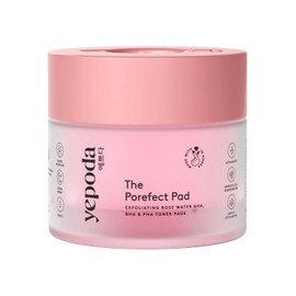 Yepoda The Porefect Pad (60ct / 4.05 fl oz) - Exfoliating Rose Water AHA BHA PHA Toner Pads | Vegan Korean Pore Refining Treatment for All Skin Types