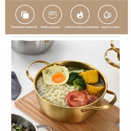 BOENLU Korean Ramen Pot Korean Cooking Pot Instant Noodle Pot Stainless Steel Easy to Clean Kitchen Cookware for Induction Gas Stove Soup