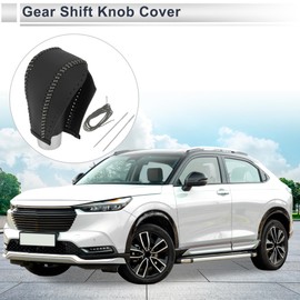 RATCHROLL Gear Shift Knob Cover for Honda HR-V 2016-2022 Anti-Slip Stick Shifting Handle Protector Faux Leather 1 Pc Black Grey