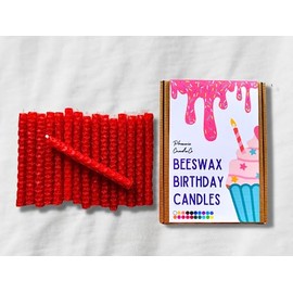 x16 Beeswax Birthday Candles | Hand-Rolled | Eco-Friendly (Bright Red)