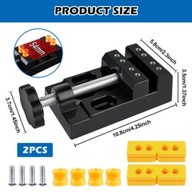 Pack of 2 Mini Vice, Mini Table Vice 57 mm, Drill Vice, Machine Vice, Parallel Table Vice for Jewellery, Walnut Craft, DIY