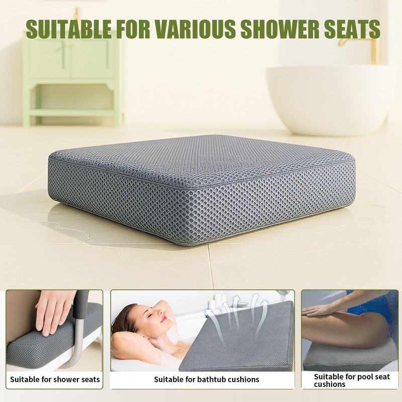 Gwremzlox，Shower Seat Cushion, Soft Chair Pad for Elderly Bathing，Easy to