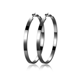 EXGOX 4MM Wide Silver Hoop Earrings for Women Sterling Silver Large Hoop Earrings 14K Real Gold Plated Hoop Earrings Hypoallergenic 925 Silver Big Hoop Earrings for Women (30/40/50/60mm)