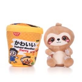 Kawaii Kuties 6.5” / 17cm Sloth Plush in a Ramen Noodle Pot Soft Toy