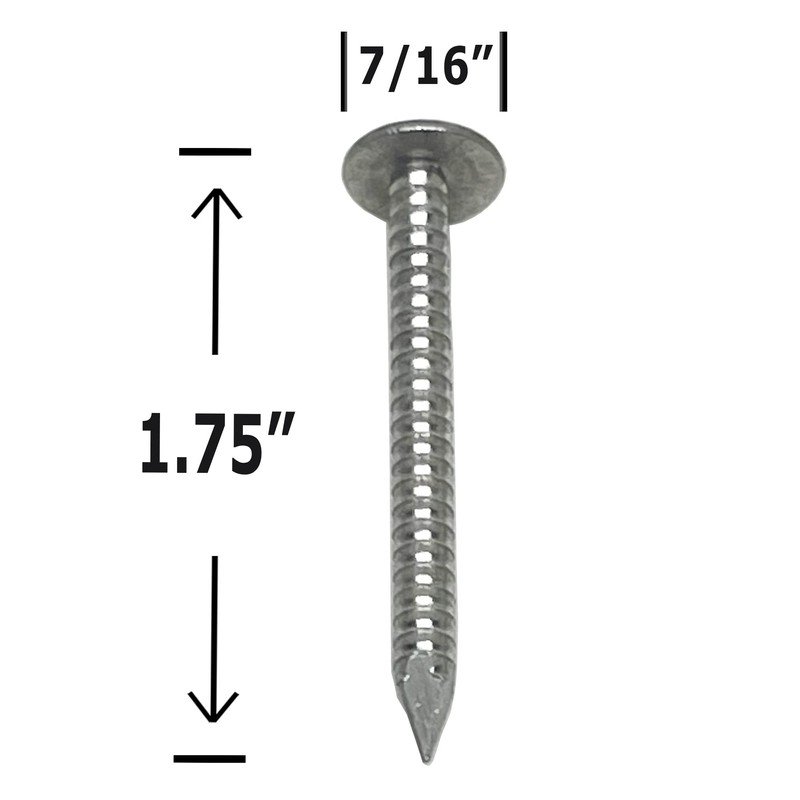1.75”-RING SHANK ALUMINUM - ROOFING SIDING NAILS - Vinyl &