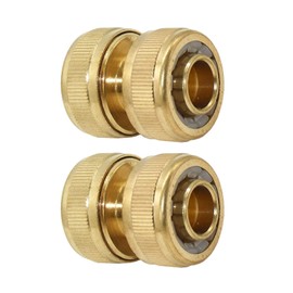 Hydrogarden 2 pc Brass Hose Repair Connector-Repair Connector, Quick Fix Extend Connector for 3/4" Graden Hose Pipe