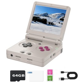 RG35XXSP Flip Retro Game Console,3.5 Inch IPS Screen 640x480,Built-in 64GB TF Card,with 3300mAh Battery Linux System Classic Consoles,Support HD and TV Output Casual Game Console(Gray)