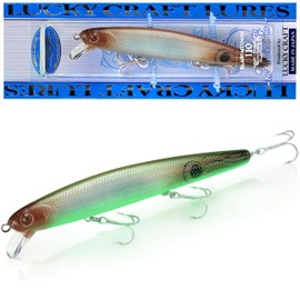 LUCKY CRAFT SW FlashMinnow 110, 621 Super Glow Blue-Pink Sardine, Saltwater Fishing Lures, Jerkbait Surf Fishing Gear, Halibut and Bass Lures, Suspending Topwater Lure