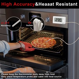 Digital Oven Thermometer with Probe Grill Meat Thermometer up to 572°F/300°C, Oven Thermometer Roasting for Barbecue Accessories for Kitchen, Roasting, Grill, Pizza