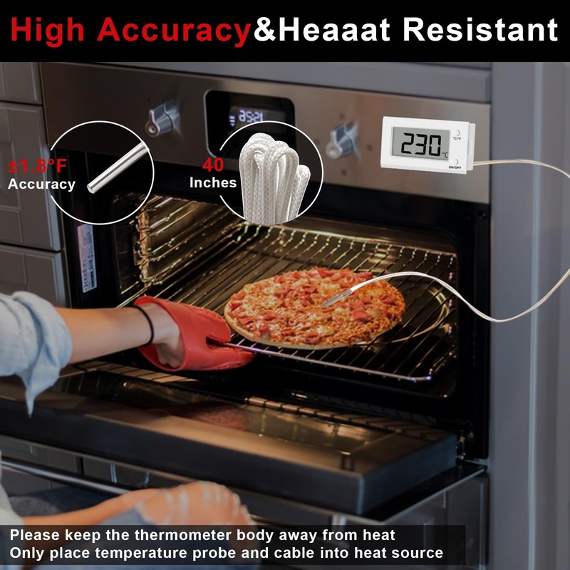 Digital Oven Thermometer with Probe Grill Meat Thermometer up to