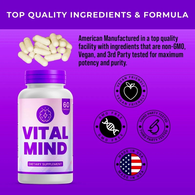 Vital Mind Dietary Supplement, VitalMind Brain Max Focus Formula (180