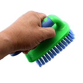 Dependable Industries Inc. Essentials Scrub Brush Comfort Rubber Grip & Flexible Stiff Bristles Heavy Duty for Bathroom Shower Sink Carpet Floor - Pack of 2 (Blue-Green)