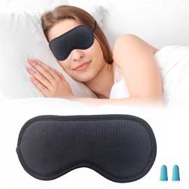 Sleep Eye Mask for Men Women - Graphene Far Infrared Sleeping Mask with 20 Built-in Magnets, Side Sleeper 100% Blackout Night Blindfold Eye Shade Cover with Adjustable Strap for Travel Nap (Large)