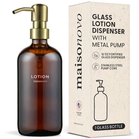MaisoNovo Soap Dispenser 1-Piece Set | 16.9oz Amber Bottles with Gold Stainless Steel Pump