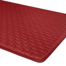 Embossed Kitchen Mats Cushioned Anti Fatigue, Non-Slip Leather-Like Kitchen Floor Mat, Eco-Friendly PVC Foam, Waterproof Anti-Fatigue Mat for Kitchen, Office, Sink, Laundry, 20" W 39" L, Burgundy