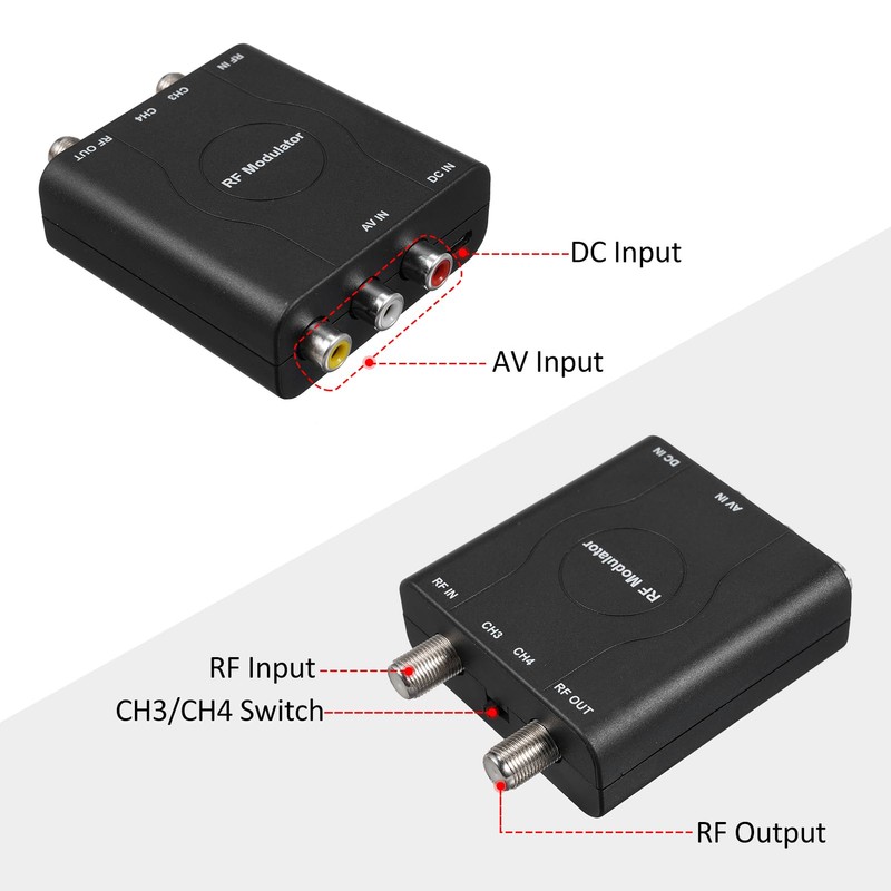 ERYUE RF Modulator AV to RF Converter NTSC CH3/CH4 Channel