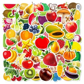 RELKLYU 100 Stücke Obst- Und Gemüseaufkleber, wasserdichte Aufkleber, Lustige Aufkleber, Können Sammelalben, Koffer Und Computer Dekorieren.