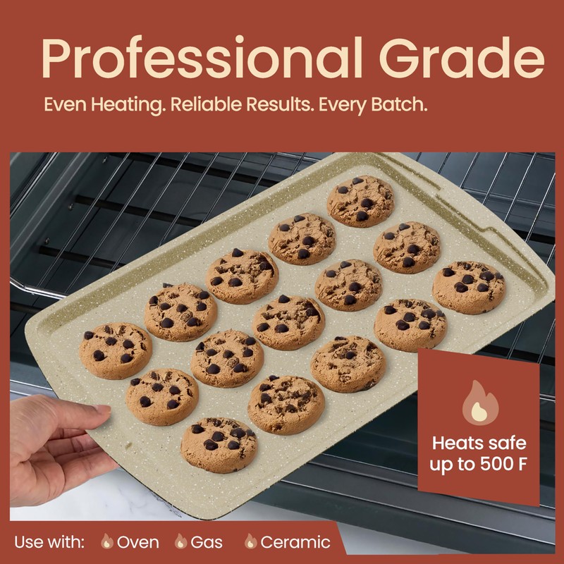 White Marble 10-Piece Bakeware Sets, Nonstick Carbon Steel Baking Sheet