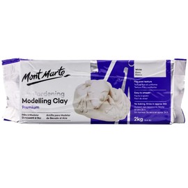 Mont Marte White Air Hardening Modeling Clay, 2kg (4.4lb). Approximate 24 Hour Drying Time. Easy to Smooth and Knead. Suitable for a Variety of Sculpting Projects.