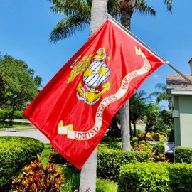 US Marine Corps USMC Flag Outdoor 4x6 Double Sided- 3Ply Heavy Duty 240D Nylon(All Weather)- United States Marine Corps Flag- 2 Brass Grommets & 4 Rows Stitched