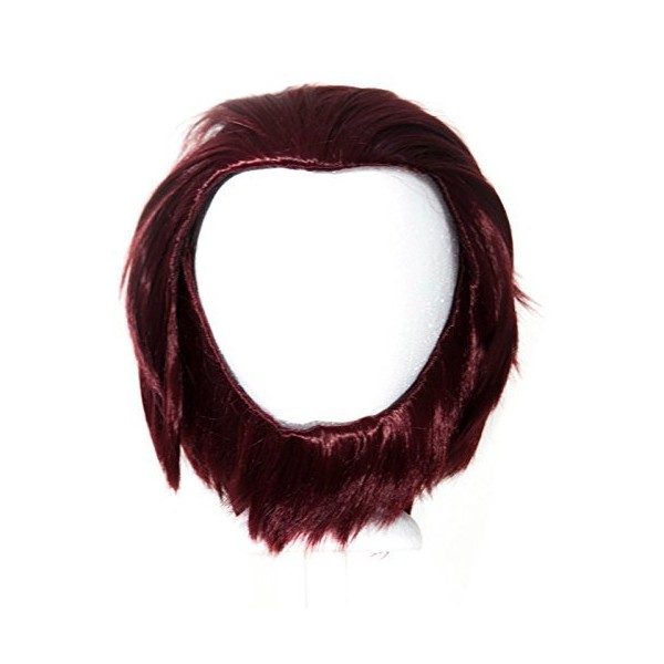 Rider - Maroon Red Wig 12'' Straight Cut w/no Bangs and Beard