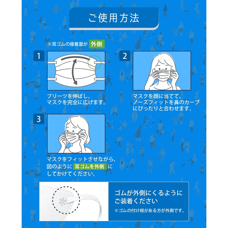 [医食同源ドットコム] iSDG 立体型プリーツマスク ゆったりフィット (普通サイズ) 個包装 ホワイト 40枚入り