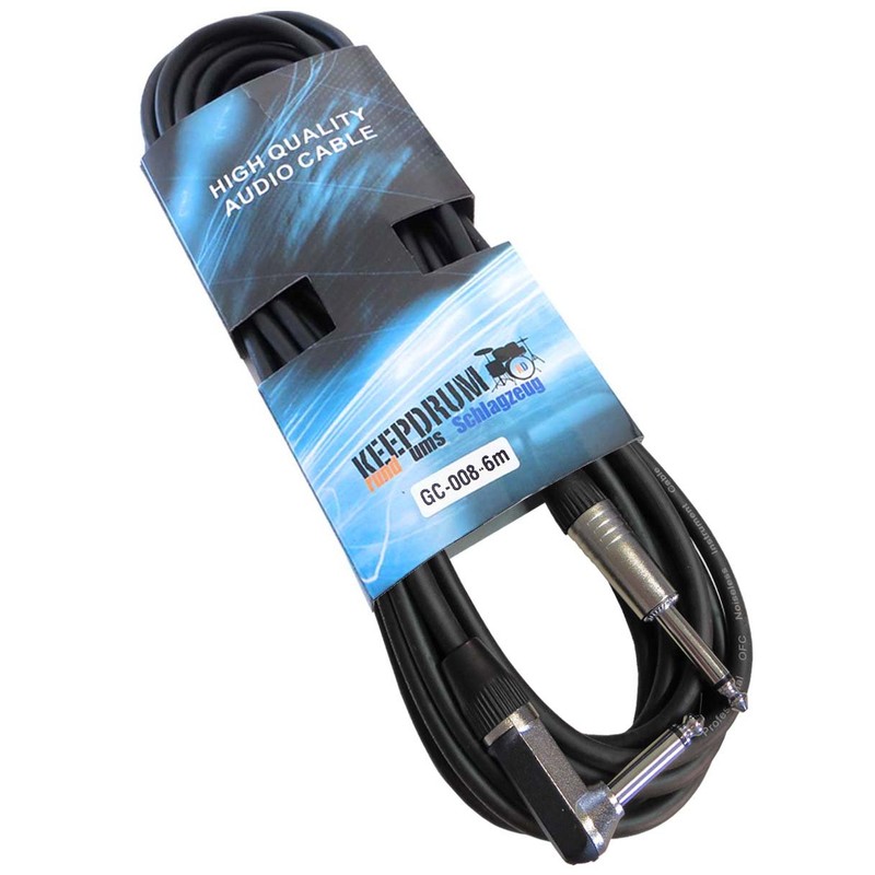 KEEPDRUM GC-008 6 m Guitar Cable, 6.3 mm Angled Jack/Straight