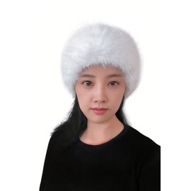 Lina & Lily Women's Winter Headband Head Ear Warmer Long Pile Faux Fur (White)