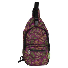 ECO CHIC Lightweight Foldable Crossbody Bag Recycled Plastic Shoulder Backpack Folds Into Pouch for Storage (Thistle Purple)