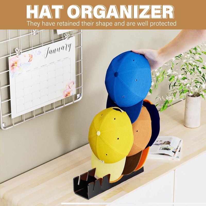 GZkushi Pack of 2 Acrylic Hat Stands, Black Cap Holder,