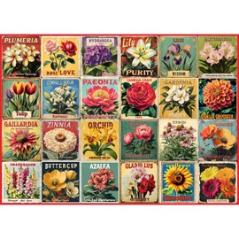 Vintage Flower Puzzles for Adults 1000 Pieces, Unique Beautiful Floral Collage Art Jigsaw Puzzles, Spring Nature Plant Themed, Retro Colorful Challenging for Adults