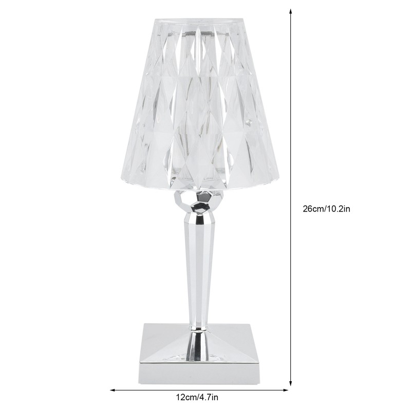LED Crystal Table Lamp Transparent Prism Dimmable Desk Lamp USB
