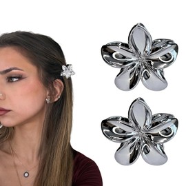 Black Flower Hair Accessories for Women - 2 x 4 cm Small Flower Hair Clips, Flower Hair Clips for Girls Elegant Flower Hair Clip for Extra Volume