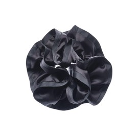 [VIRINA] Vilina Scrunchie Women's Hair Elastic Adult Glossy Hair Accessory Formal Exam Hair Closure Simple Grosgrain Tape Hair Elastic Large Satin Ruffle Scrunchie Black