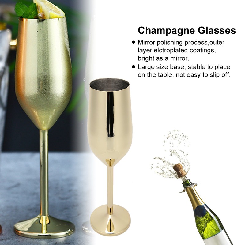304 Stainless Steel Wine Goblet Champagne Glasses Drinking Cups 220ML