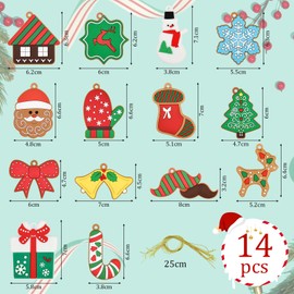 YBCCBY Pack of 14 Christmas Tree Decorations Gingerbread Man Pendant Christmas Tree Decoration Christmas Tree Decoration Christmas Ornaments Gingerbread Man with 14 Cords for Christmas