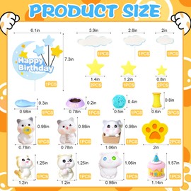 Knana 24 decoraciones para tartas de gato con temática de gato, decoraciones para fiestas de cumpleaños para gatos