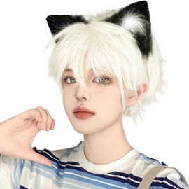 Sofeiyan Men's Wig, Short Wig, Men's Clothing, Harajuku, Handsome, White, Full Wig, Natural, Small Face, Heat Resistant, Popular, Cosplay, Unisex, Everyday Use, Wig Net Included