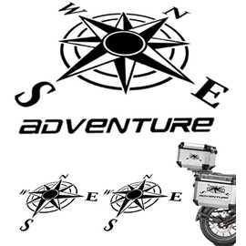New Set Sticker Wind Rose 34 cm + Gift 2 Stickers Wind Rose 15 cm Suitcase for Motorcycle Enduro Adventure Trail Off Road Sport 4 x 4 for Car or Motorcycle (Matte Black)