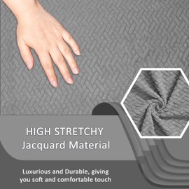 ULTICOR Jacquard 8-Pieces Recliner Sofa Covers Stretch Reclining Couch Covers for 3 Cushion Reclining Sofa Slipcovers Thick Soft Washable (Style 3) (Light Grey, 3 Seater Recliner Cover)