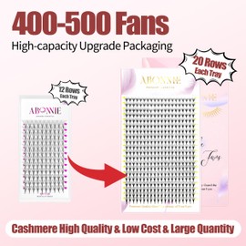 ABONNIE Premade Fans Eyelash Extensions, 400 Fans 8D 8-15mm Mix Promades Eyelash Fans,0.07 Thickness C Curl Premade Lash Fans, Handmade Premade Fans Volume Lash Extensions (Pointy Base 8D 0.07-C 8-15)