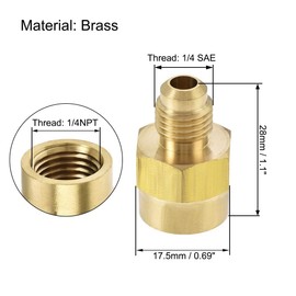 TA-VIGOR Brass Pipe Fitting, 1/4" SAE Male Flare x 1/4" NPT Female Tubing Adapter, Brass Flared Thread Hose Connector for HVAC, Refrigeration, Fuel, Air Lines